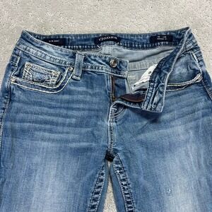 Vigoss Jeans Womens 8x30 Slim Bootcut Heritage Fit Blue Denim Thick Stitch Y2k